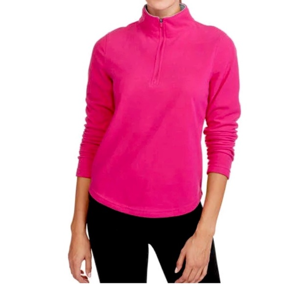 Danskin Now Quarter Zip Performance Fleece Hot Pink Magenta Pullover L (12-14) - Picture 2 of 13